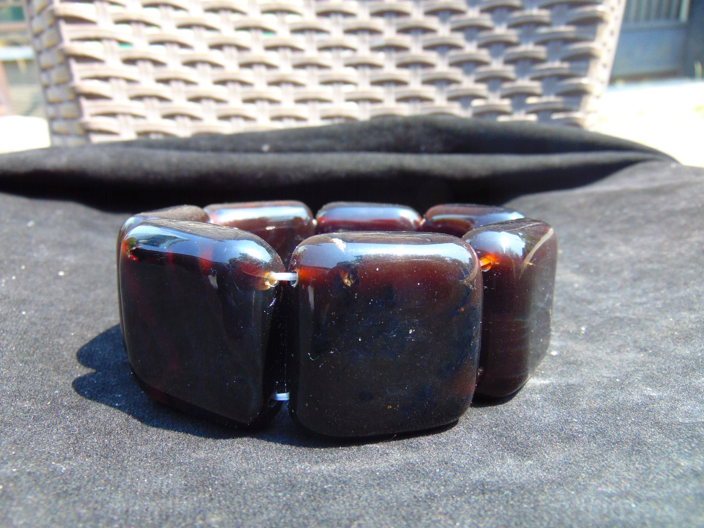 121 gr 7 Square Beads Bangle Indonesian Amber for Healing 26BE33