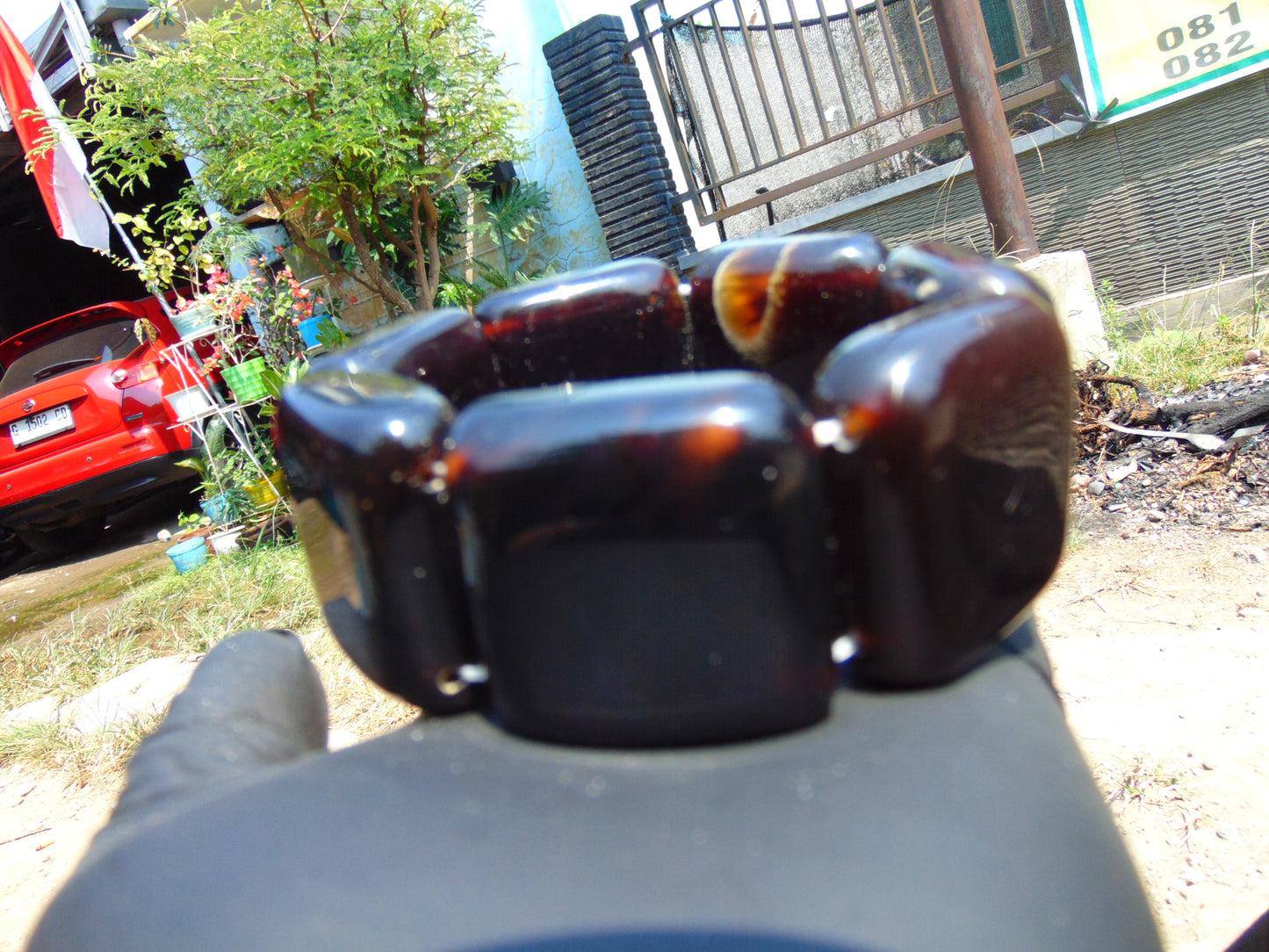 121 gr 7 Square Beads Bangle Indonesian Amber for Healing 26BE33