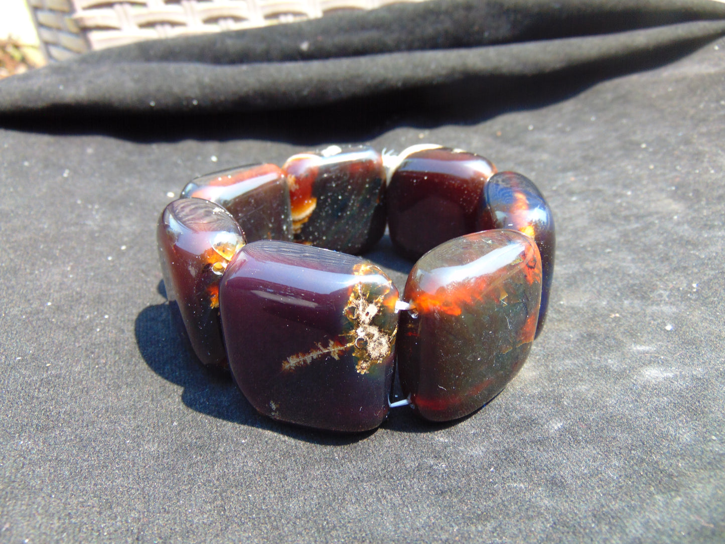 104 gr 7 Square Beads Bangle Indonesian Amber for Healing 26BE39
