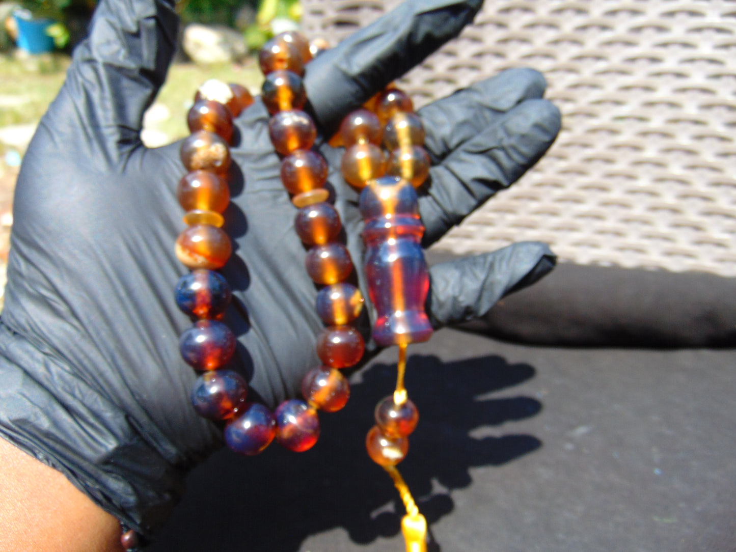 58 gr Tasbih Mesbah Rosary 33+2 Beads 15 mm Indonesian Blue Amber for Healing TB14i30