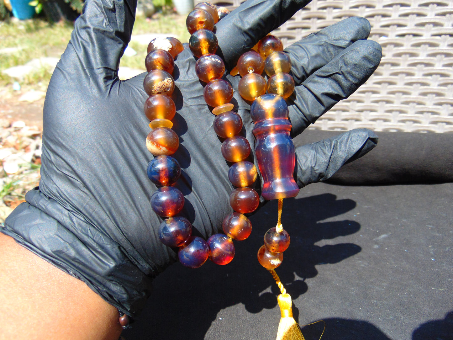 58 gr Tasbih Mesbah Rosary 33+2 Beads 15 mm Indonesian Blue Amber for Healing TB14i30