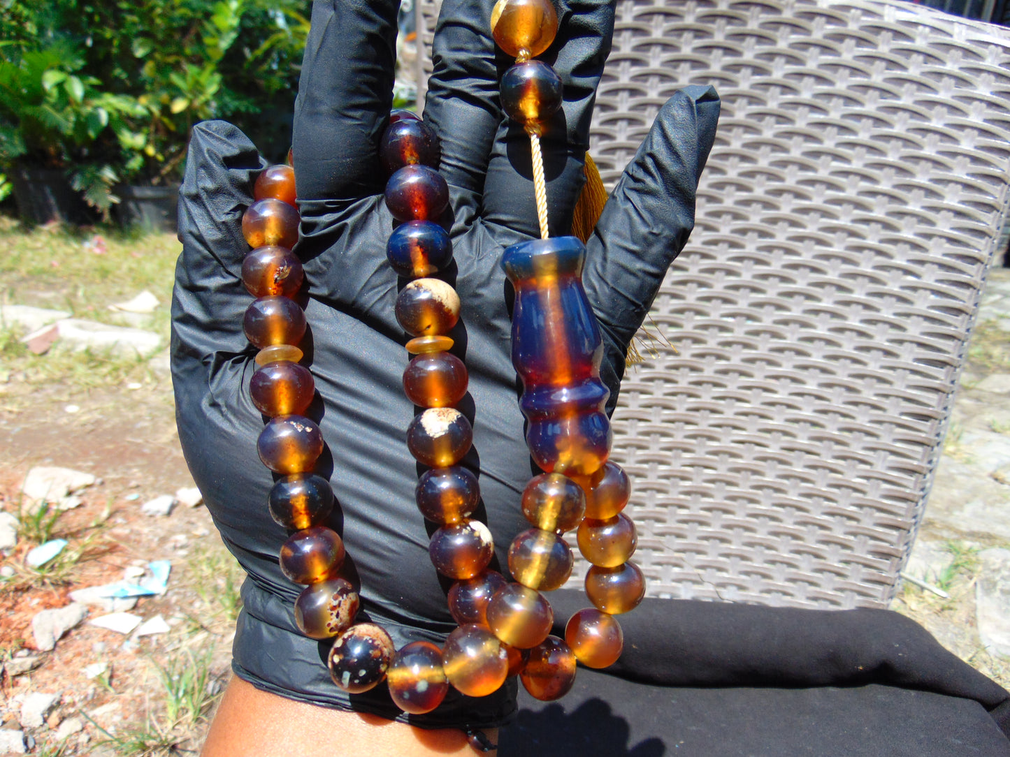58 gr Tasbih Mesbah Rosary 33+2 Beads 15 mm Indonesian Blue Amber for Healing TB14i30