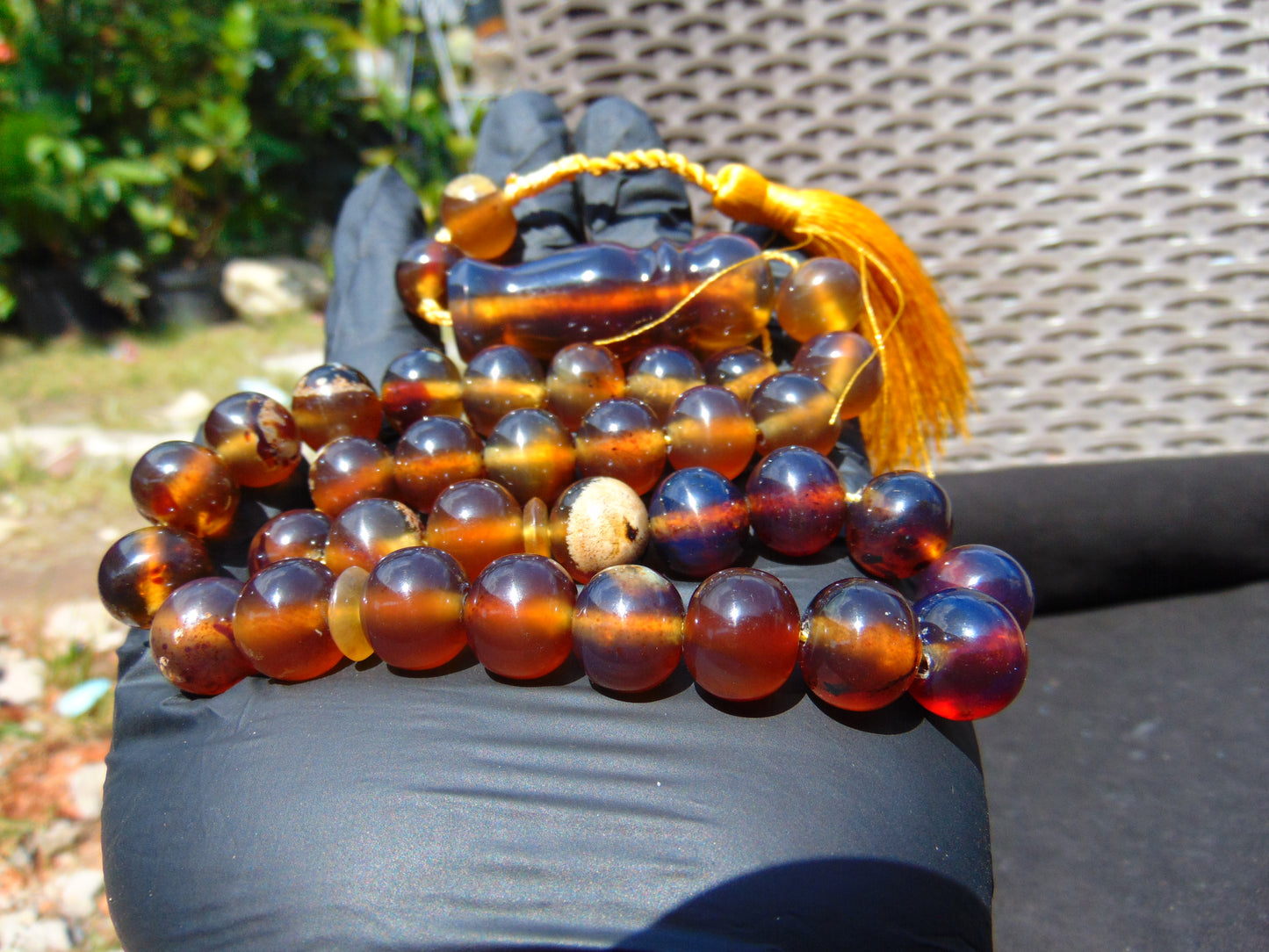 58 gr Tasbih Mesbah Rosary 33+2 Beads 15 mm Indonesian Blue Amber for Healing TB14i30
