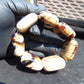 98 gr 7 Square Beads Bangle Indonesian White Amber for Healing 26BE46