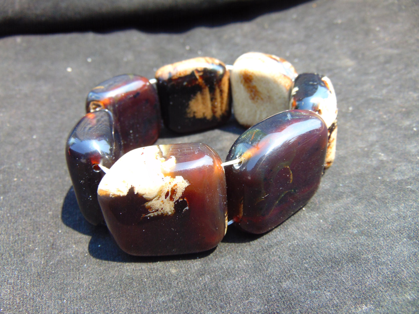 111 gr 7 Square Beads Bangle Indonesian Amber for Healing 26BE37