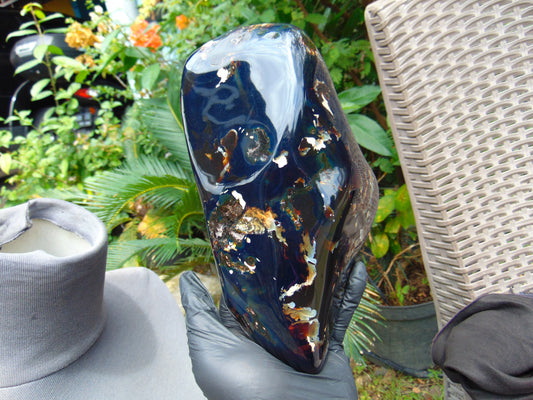 1102 gram full polished 21x8x8 cm Indonesian Blue Amber for Healing AR115
