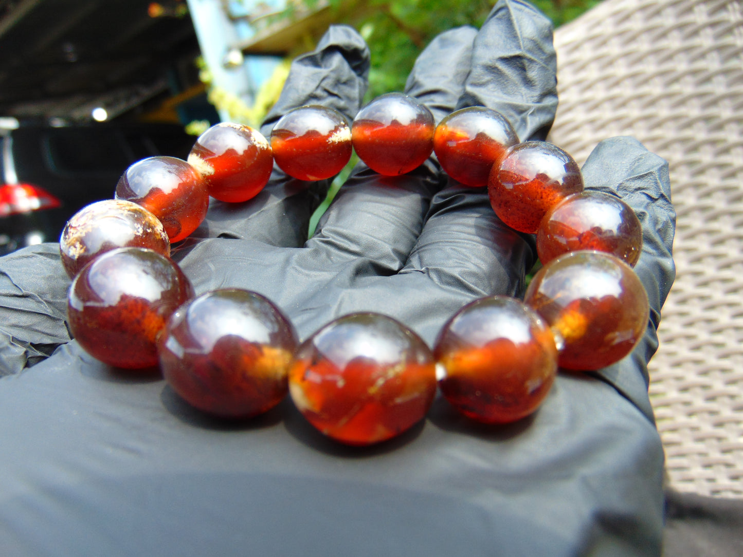 22 Gram 13 Small Beads Bracelet Indonesian Red Amber for Healing F14