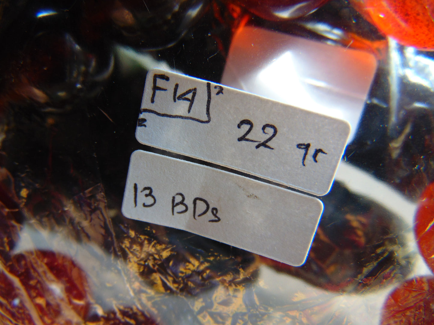 22 Gram 13 Small Beads Bracelet Indonesian Red Amber for Healing F14