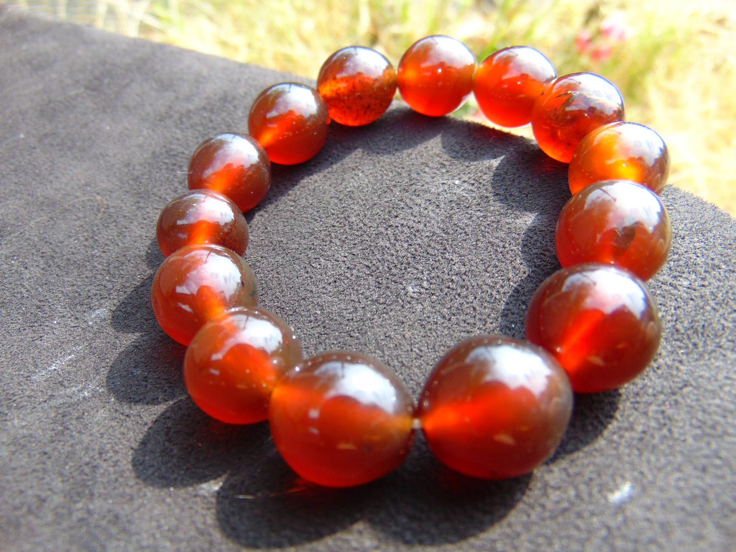 23 Gram 13 Small Beads Bracelet Indonesian Red Amber for Healing F13