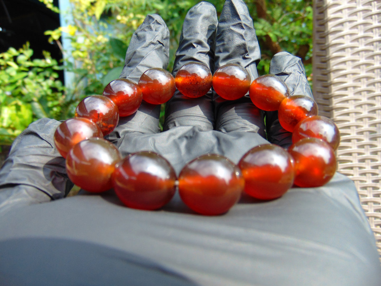 23 Gram 13 Small Beads Bracelet Indonesian Red Amber for Healing F13