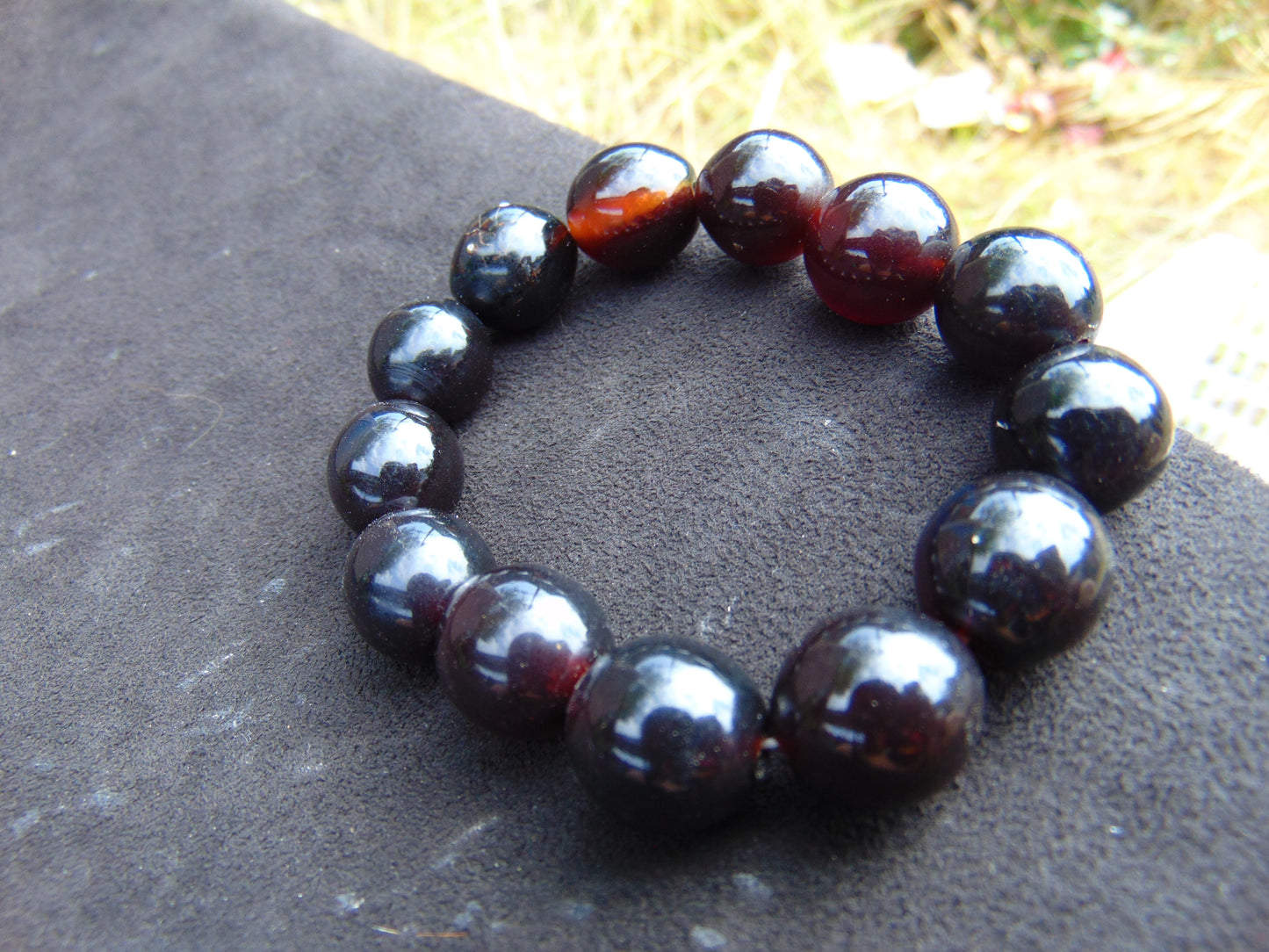 23 Gram 13 Small Beads Bracelet Indonesian Cherry Red Amber for Healing F12