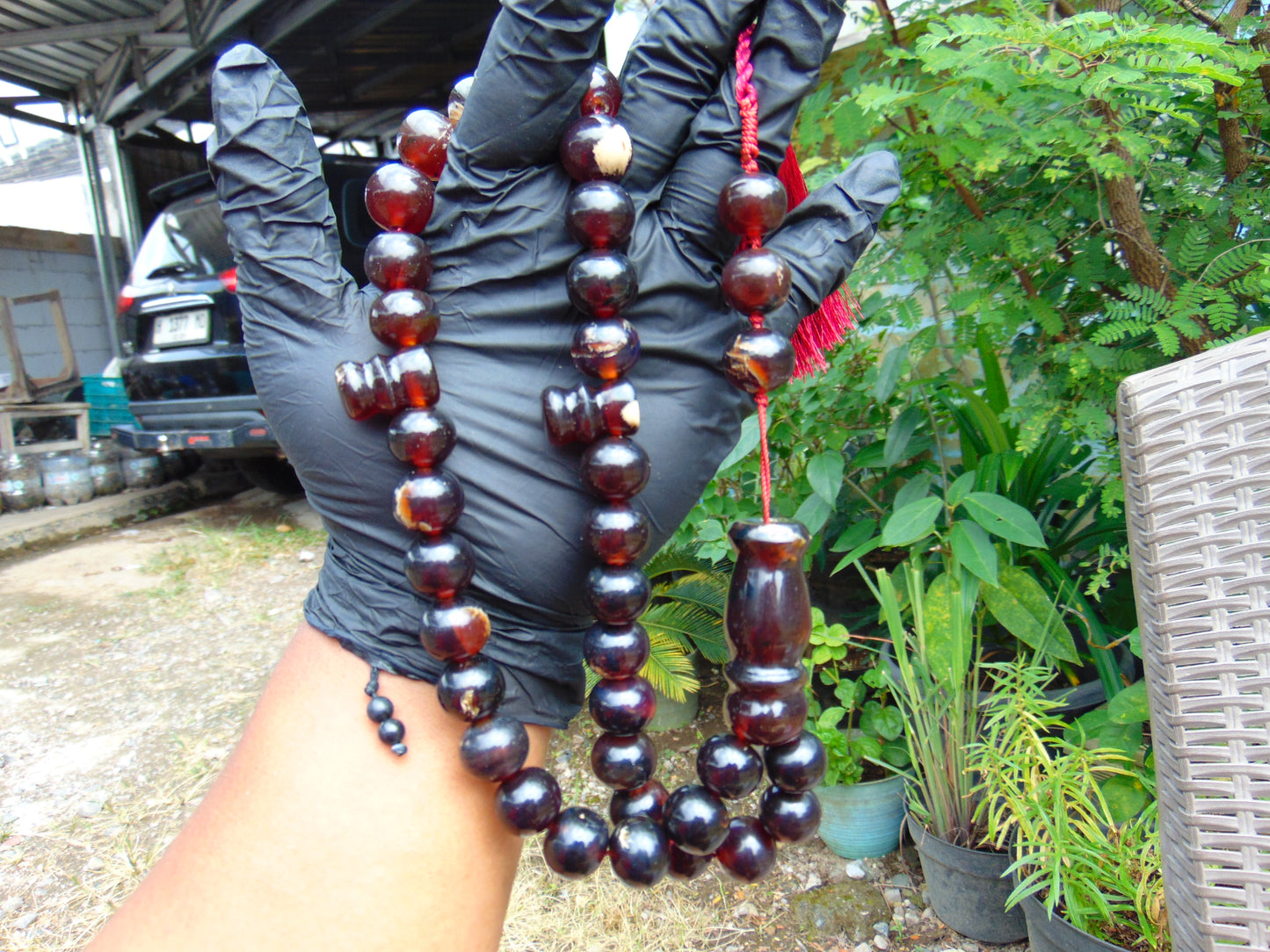 81 gr Tasbih Mesbah Rosary 33+3 Beads 16 mm Indonesian Black Amber for Healing FR17
