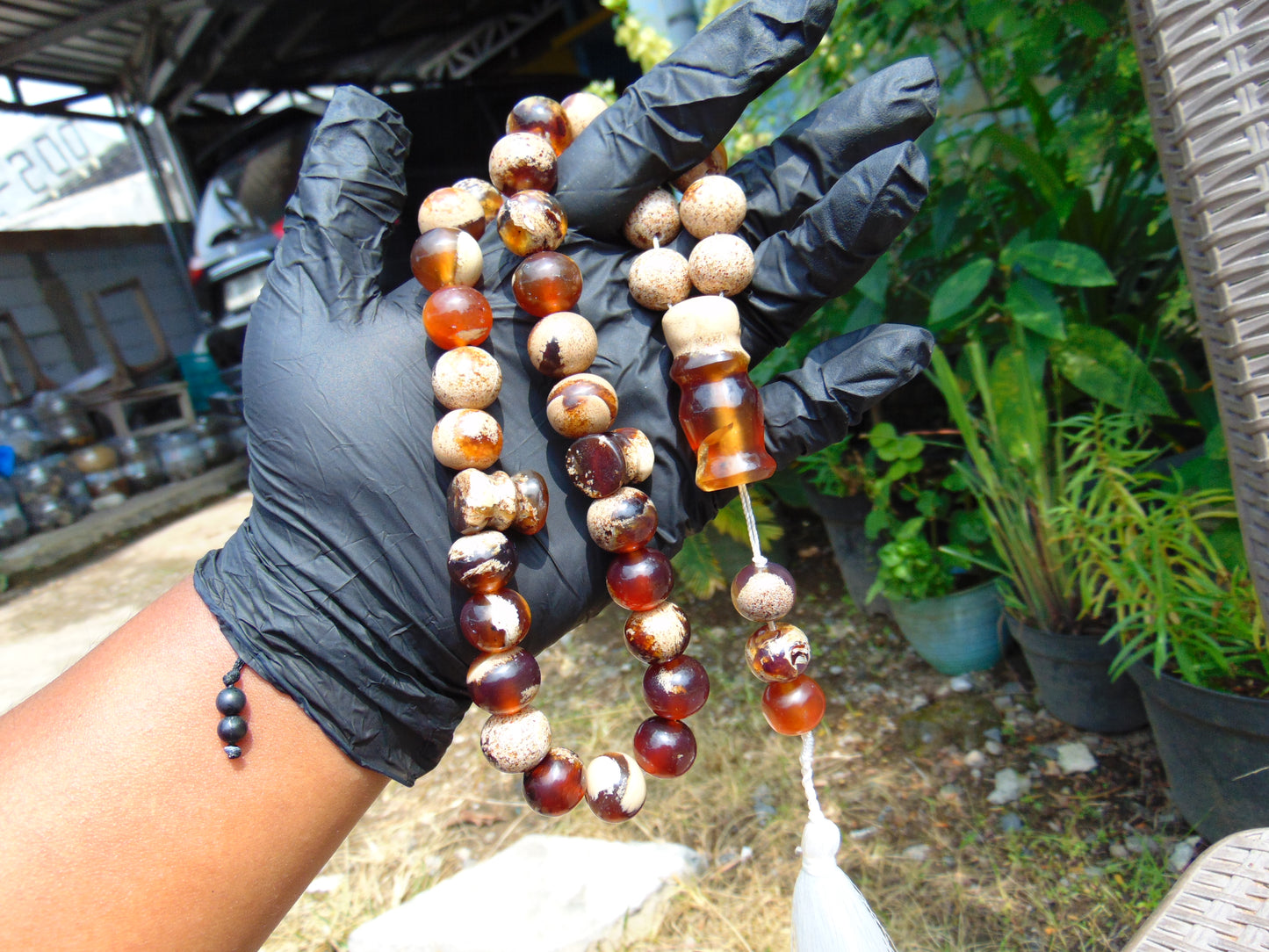 77 gr Tasbih Mesbah Rosary 33+3 Beads 16 mm Indonesian Yellow White Amber for Healing FR20