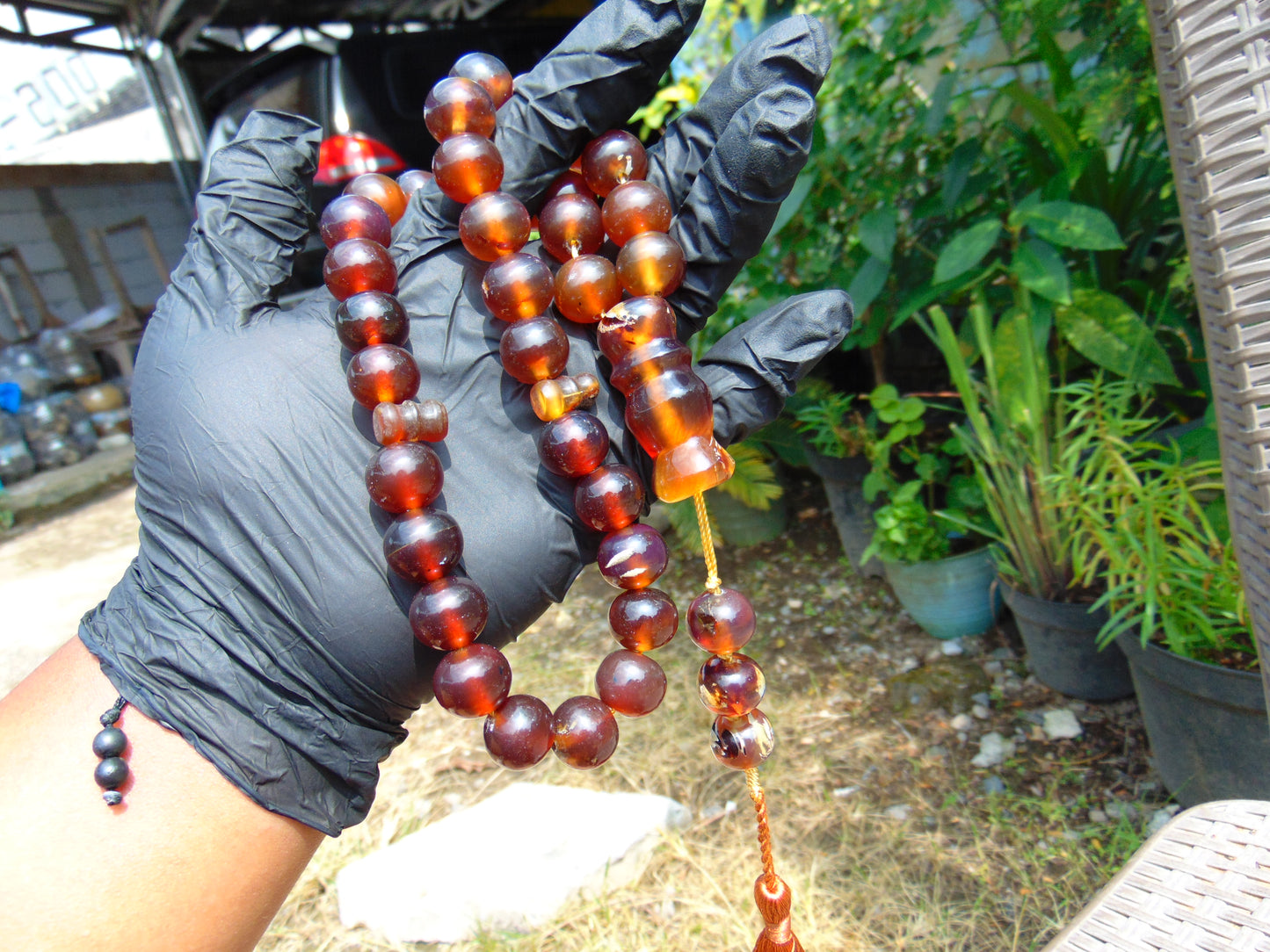 74 gr Tasbih Mesbah Rosary 33+3 Beads 16 mm Indonesian Yellow Red Amber for Healing FR19