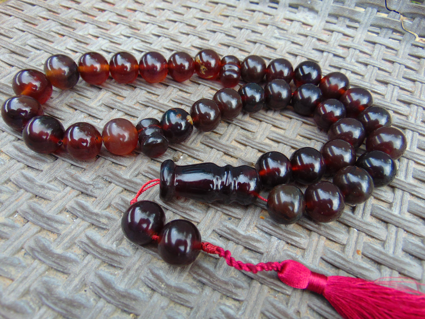 135 gr Big Tasbih Mesbah Rosary 33+2 Beads 18 mm Indonesian Black Amber for Healing Collection TB18i1