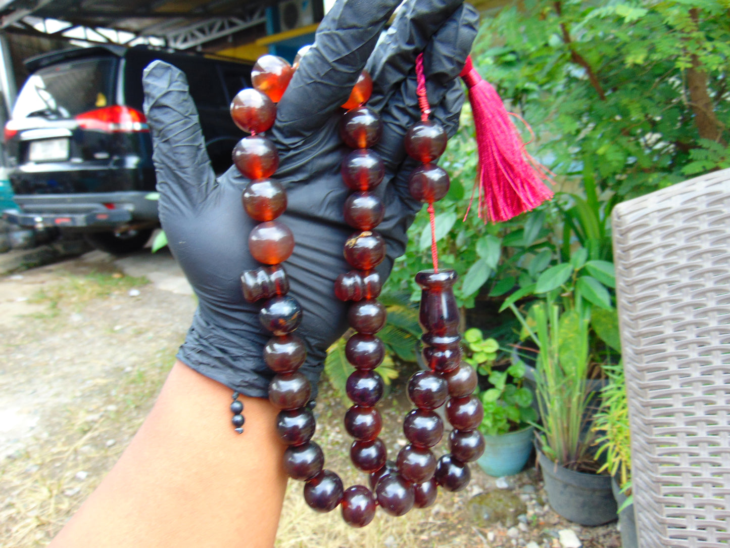 135 gr Big Tasbih Mesbah Rosary 33+2 Beads 18 mm Indonesian Black Amber for Healing Collection TB18i1