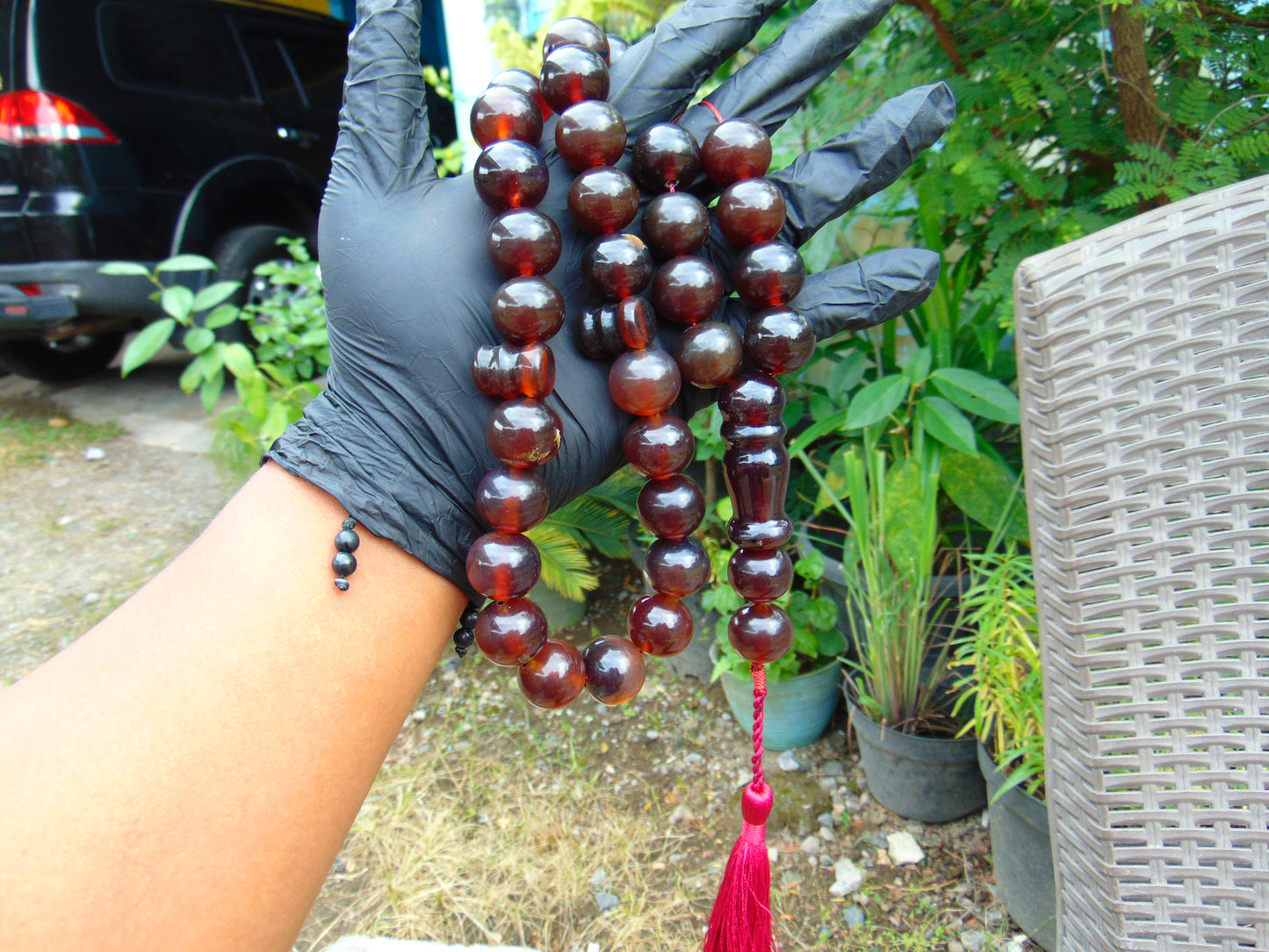 135 gr Big Tasbih Mesbah Rosary 33+2 Beads 18 mm Indonesian Black Amber for Healing Collection TB18i1