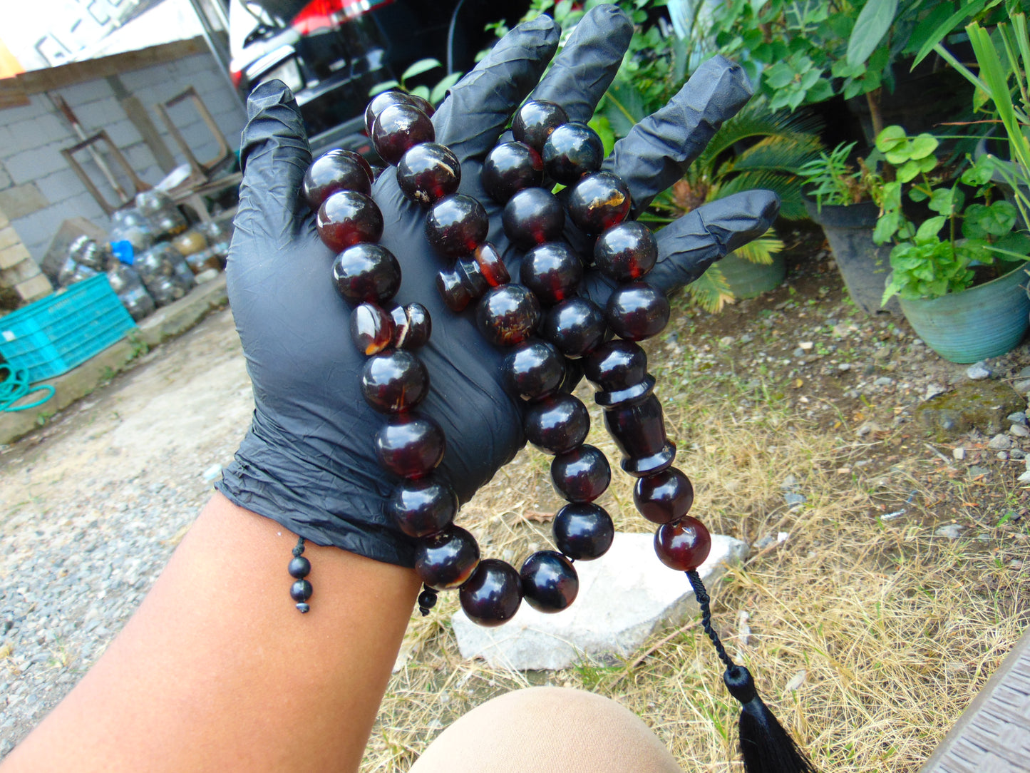 136 gr Big Tasbih Mesbah Rosary 33+2 Beads 18 mm Indonesian Black Amber for Healing Collection TB18i2