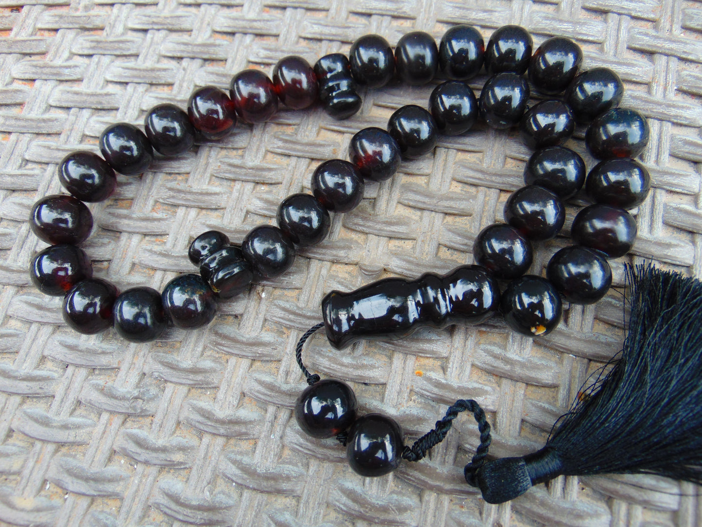 104 gr Big Tasbih Mesbah Rosary 33+3 Beads 18 mm Indonesian Cherry Red Amber for Healing Collection TB17i3