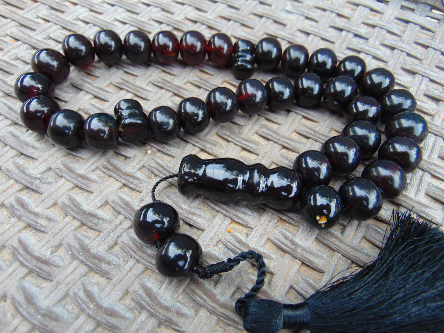 104 gr Big Tasbih Mesbah Rosary 33+3 Beads 18 mm Indonesian Cherry Red Amber for Healing Collection TB17i3