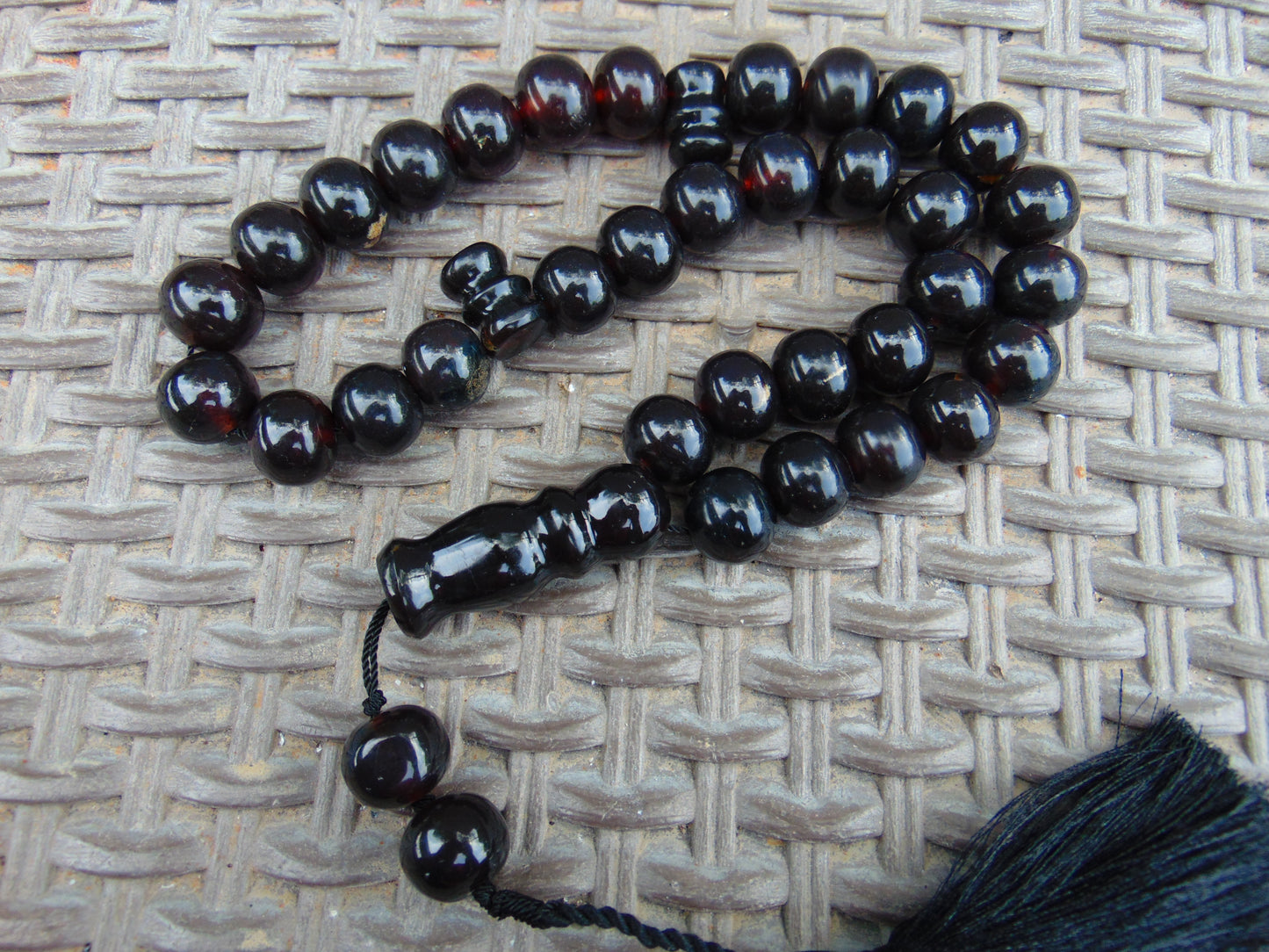 104 gr Big Tasbih Mesbah Rosary 33+3 Beads 18 mm Indonesian Cherry Red Amber for Healing Collection TB17i3