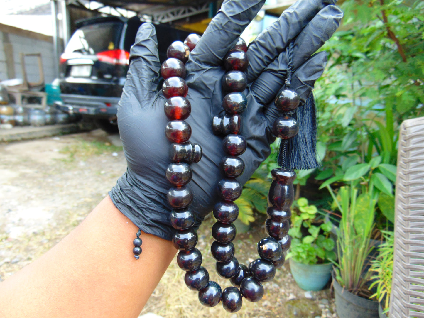 104 gr Big Tasbih Mesbah Rosary 33+3 Beads 18 mm Indonesian Cherry Red Amber for Healing Collection TB17i3