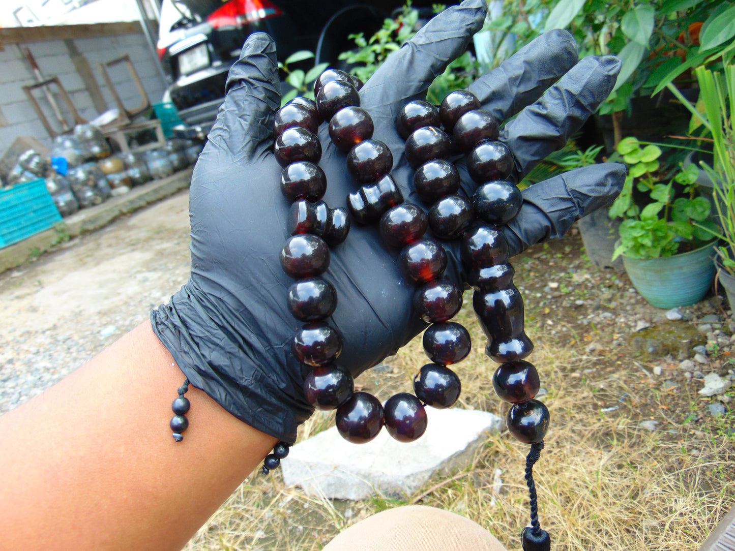 104 gr Big Tasbih Mesbah Rosary 33+3 Beads 18 mm Indonesian Cherry Red Amber for Healing Collection TB17i3