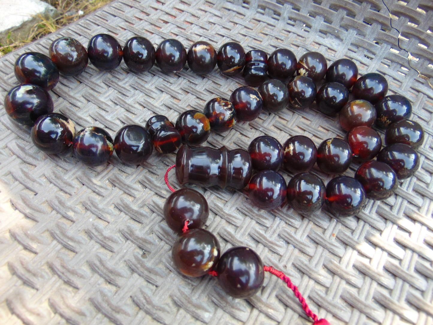 379 gr Big Tasbih Mesbah Rosary 33+3 Beads 25 mm Indonesian Cherry Red Amber for Healing Collection FR40