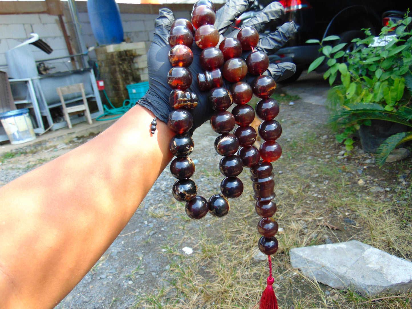 379 gr Big Tasbih Mesbah Rosary 33+3 Beads 25 mm Indonesian Cherry Red Amber for Healing Collection FR40