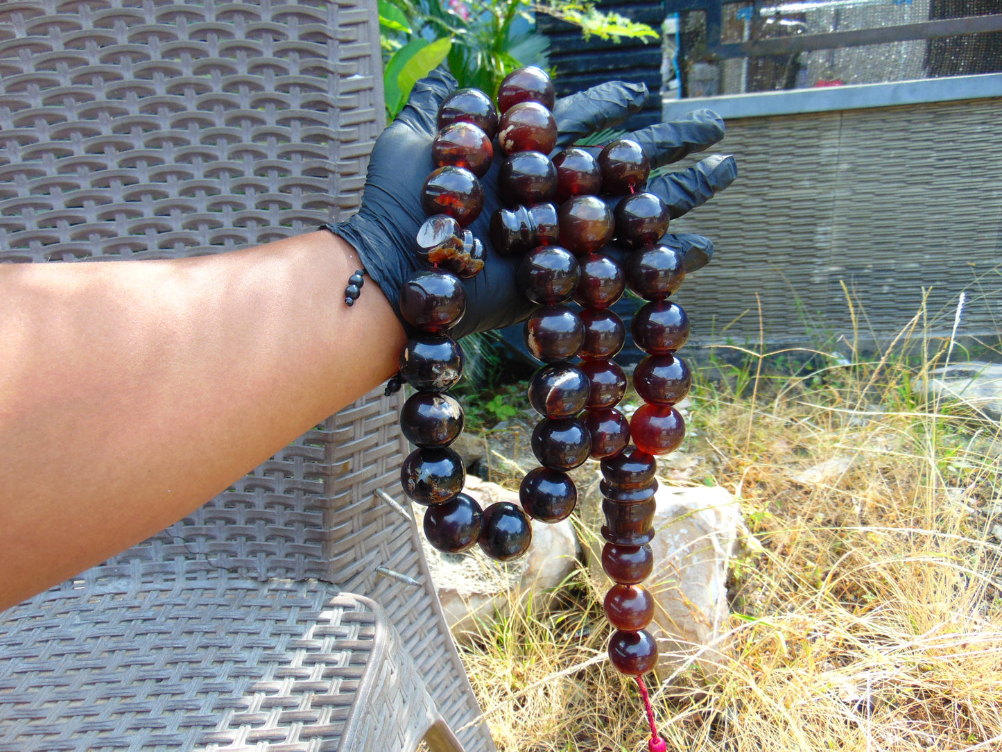 379 gr Big Tasbih Mesbah Rosary 33+3 Beads 25 mm Indonesian Cherry Red Amber for Healing Collection FR40