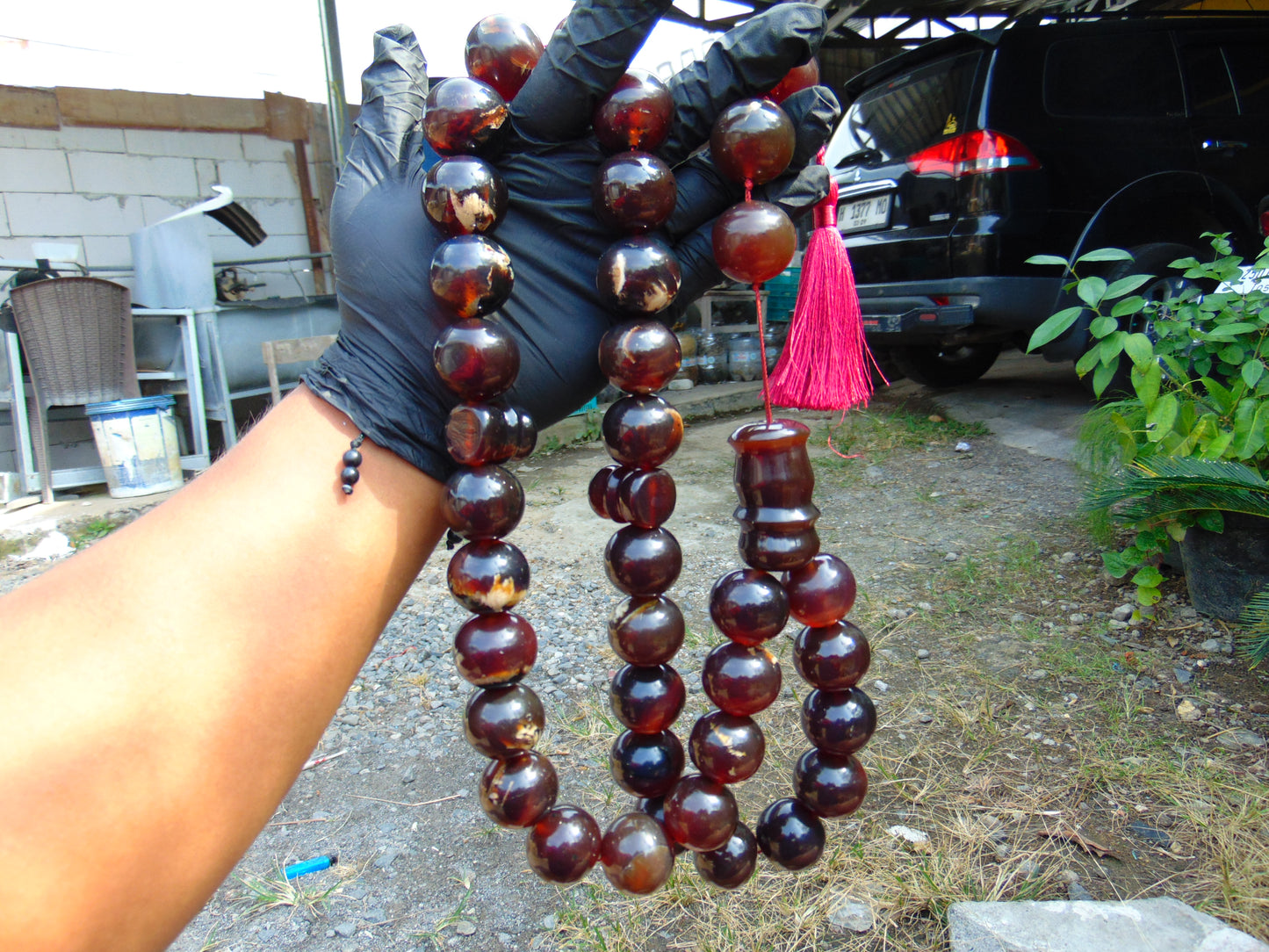 379 gr Big Tasbih Mesbah Rosary 33+3 Beads 25 mm Indonesian Cherry Red Amber for Healing Collection FR40