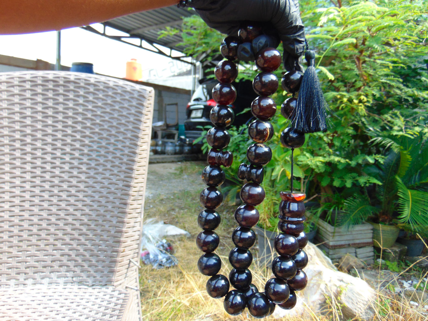 381 gr Big Tasbih Mesbah Rosary 33+3 Beads 25 mm Indonesian Cherry Red Amber for Healing Collection FR41