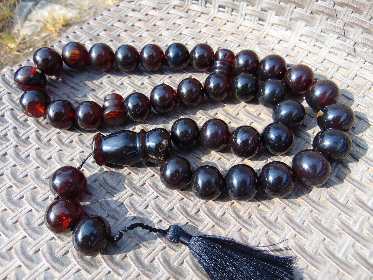 376 gr Big Tasbih Mesbah Rosary 33+3 Beads 25 mm Indonesian Cherry Red Amber for Healing Collection FR42