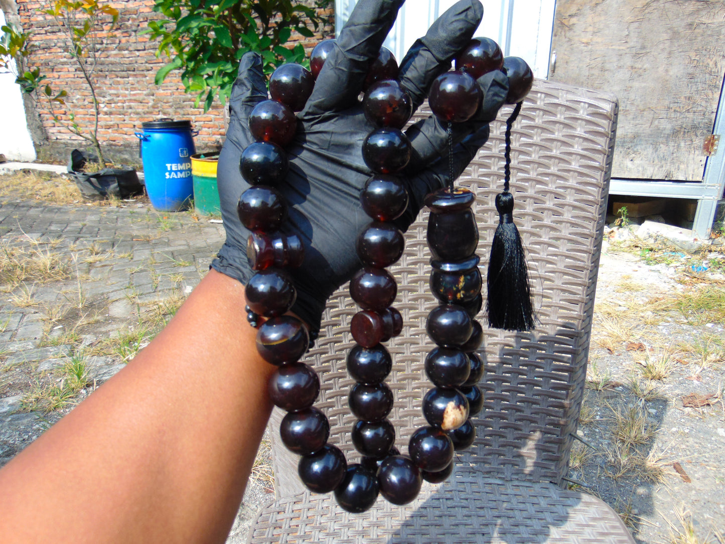 376 gr Big Tasbih Mesbah Rosary 33+3 Beads 25 mm Indonesian Cherry Red Amber for Healing Collection FR42