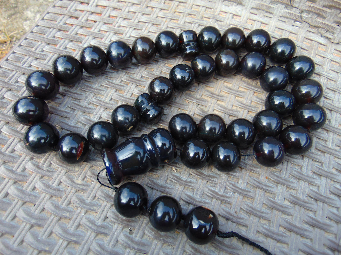 380 gr Big Tasbih Mesbah Rosary 33+3 Beads 25 mm Indonesian Black Amber for Healing Collection FR37