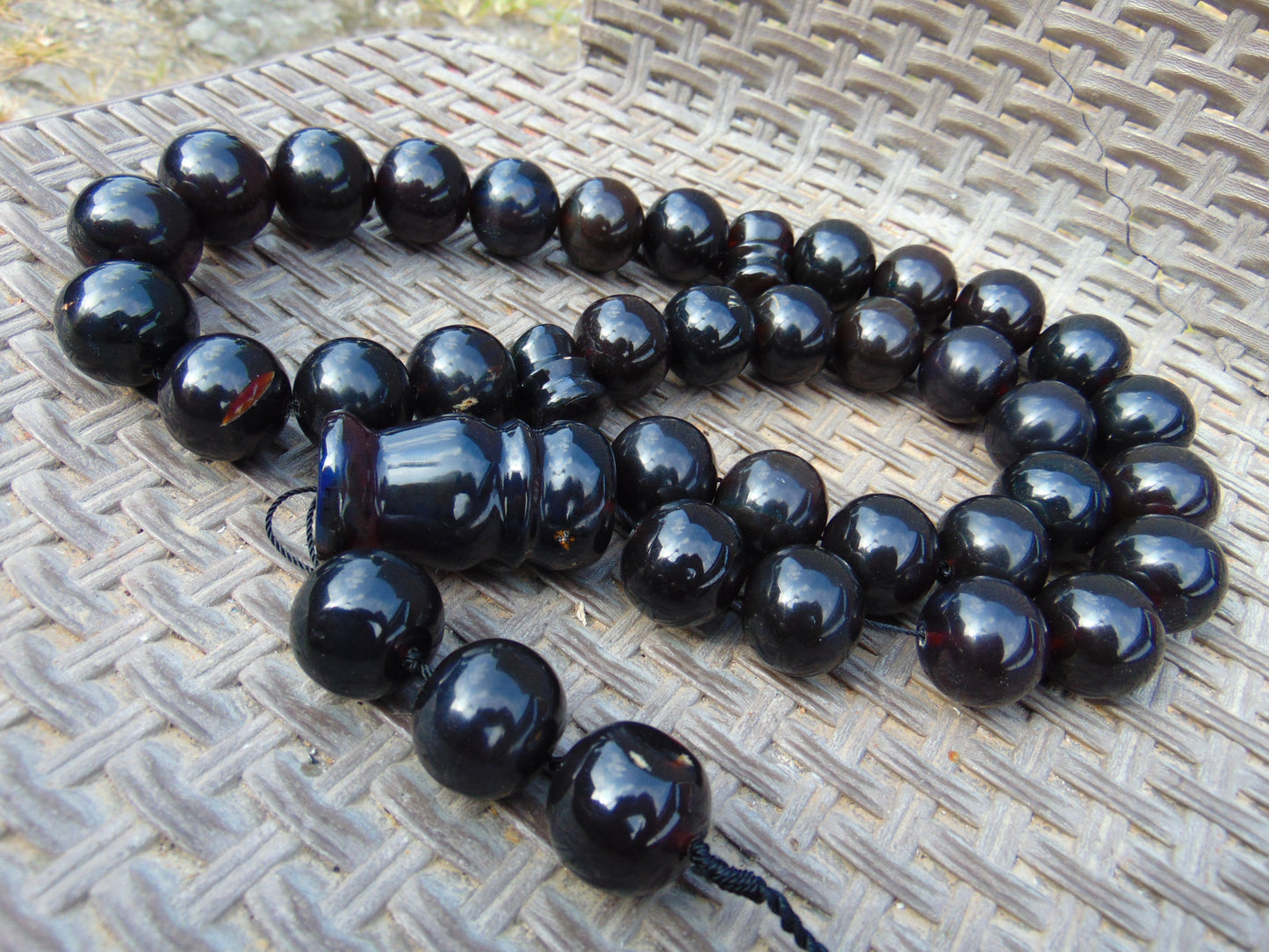 380 gr Big Tasbih Mesbah Rosary 33+3 Beads 25 mm Indonesian Black Amber for Healing Collection FR37