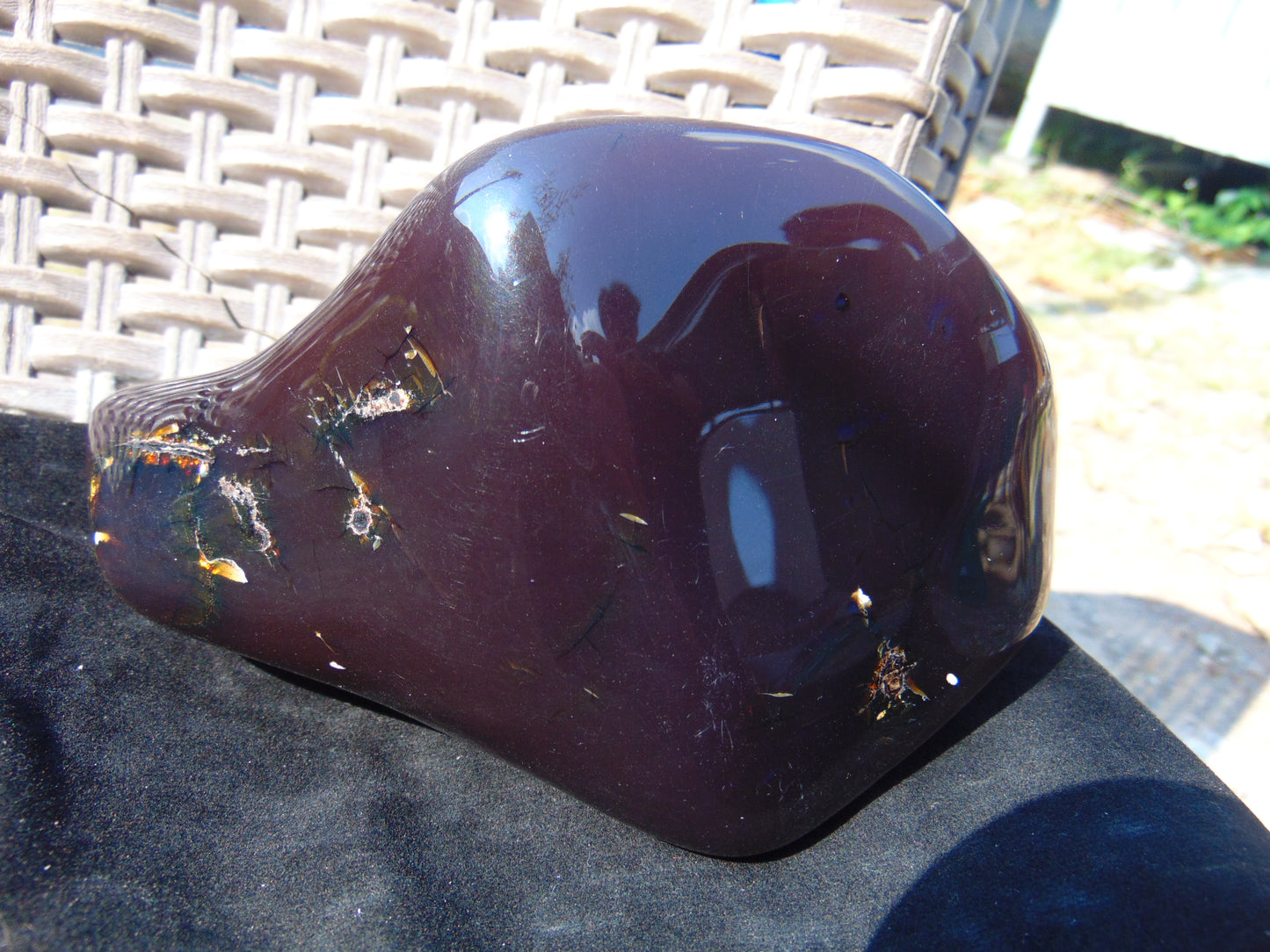 467 gr Blue Polished 16x10x6 cm Indonesia Dark Red Amber for Healing 26ML230