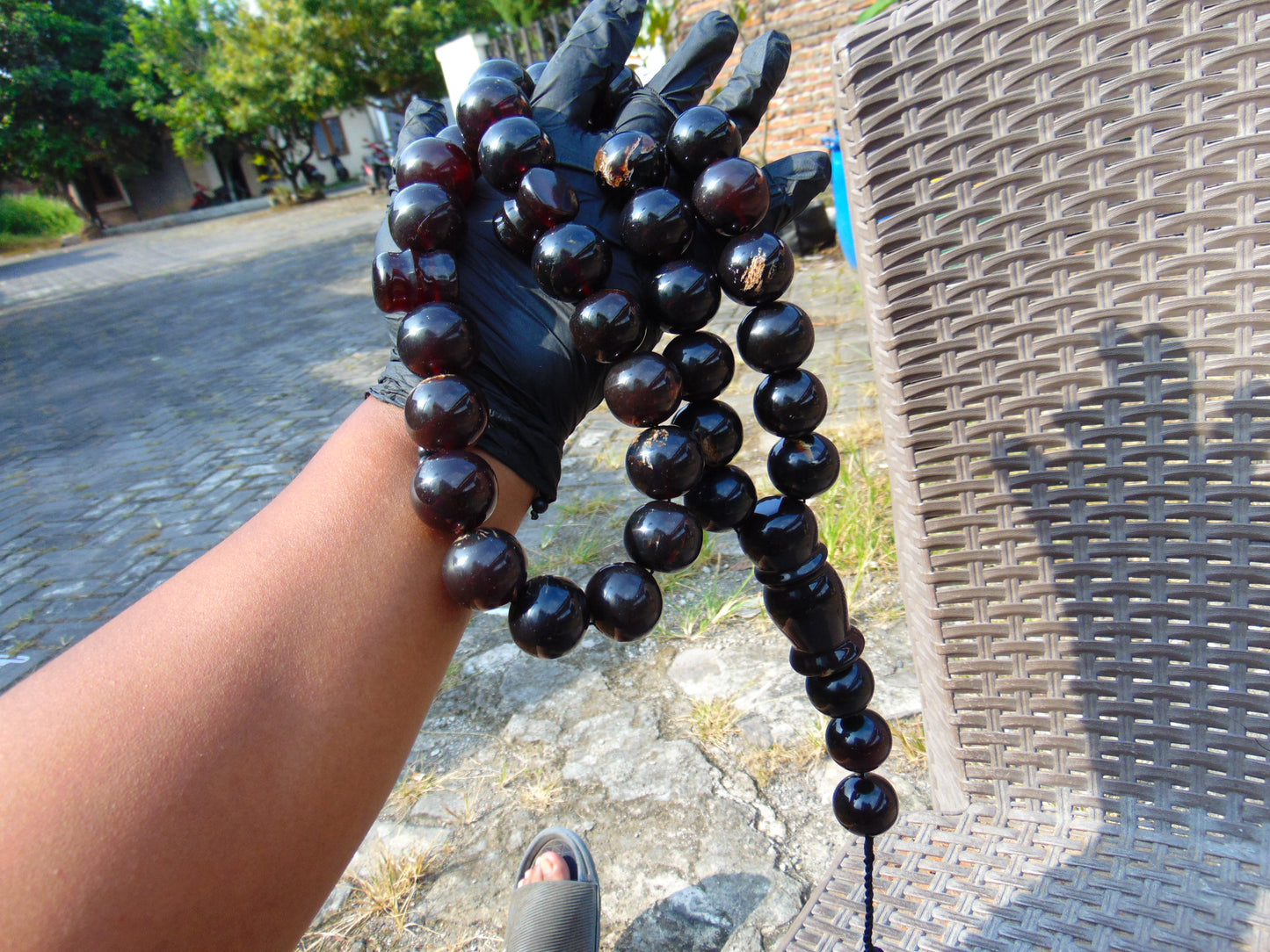384 gr Big Tasbih Mesbah Rosary 33+3 Beads 25 mm Indonesian Black Amber for Healing Collection FR39