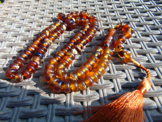 72 gram 99+9 Beads Tasbih Necklace Rosary for Yoga Meditation Indonesian Yellow Amber for Healing FR34
