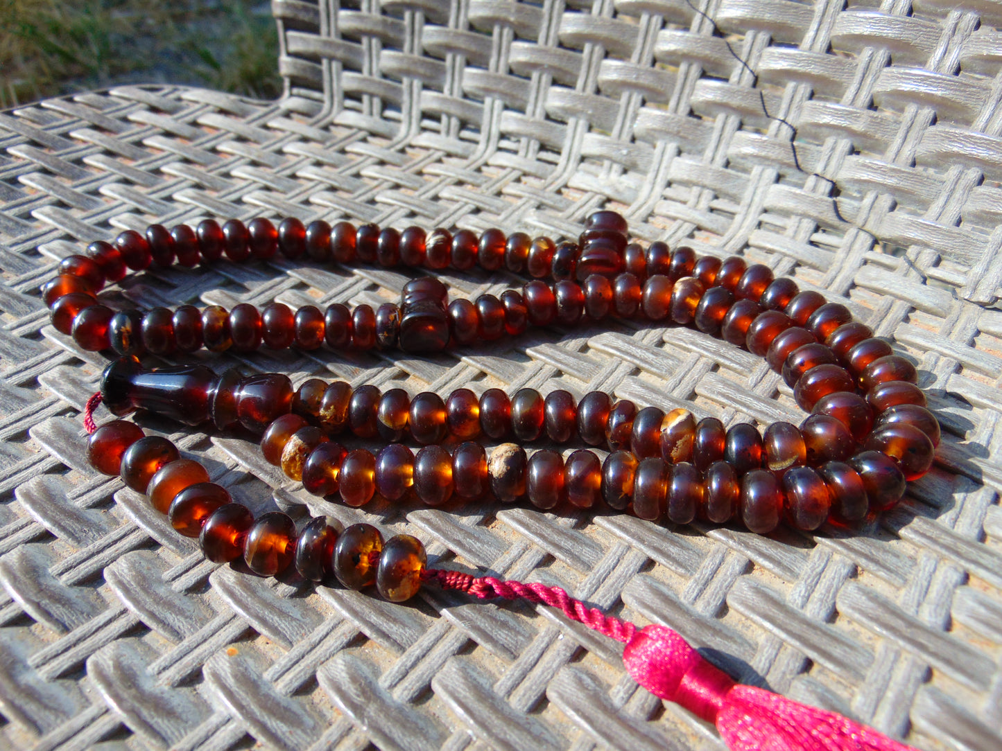 74 gram 99+9 Beads Tasbih Rosary Islam Necklace for Yoga Meditation Indonesian Yellow Red Amber for Healing MR12