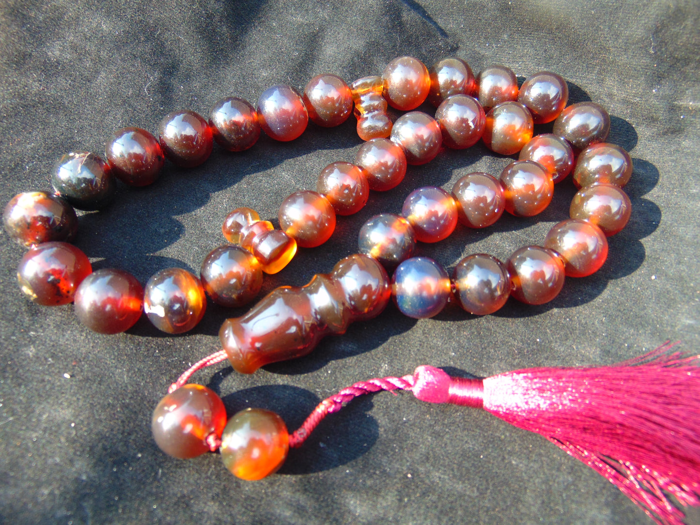 97 gr Tasbih Mesbah Rosary 33+2 Beads 16 mm Indonesian Blue Red Amber for Healing TB16i2