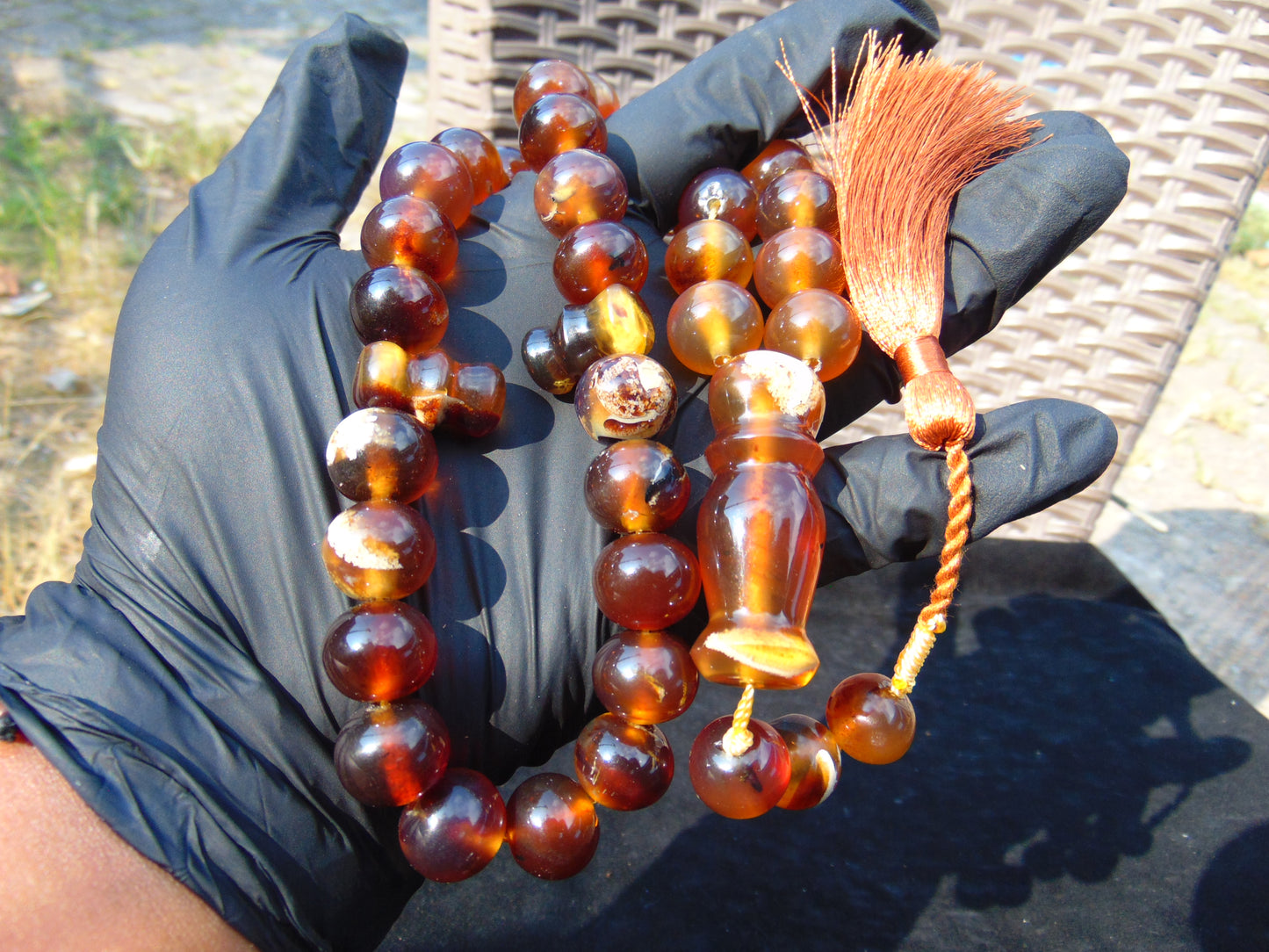 73 gr Hand Tasbih 33+3 Beads 15 mm Indonesian Cherry Red Amber for Healing no. 1