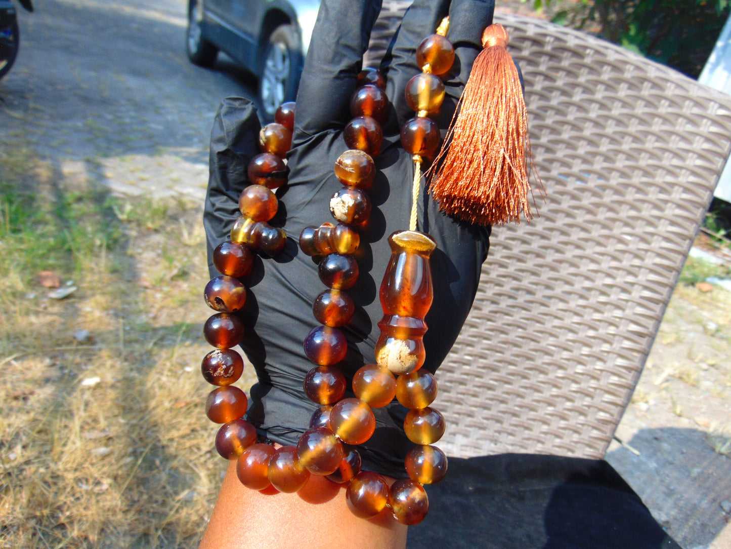 73 gr Hand Tasbih 33+3 Beads 15 mm Indonesian Cherry Red Amber for Healing no. 1