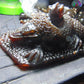 357 gram Dragon carving 7x3.5x3.1"  Indonesian Dark Green Amber