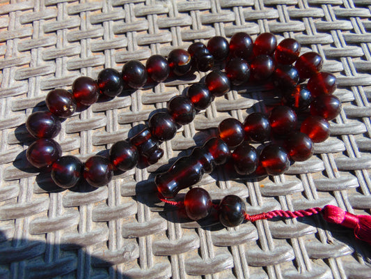 105 gr BIG Tasbih 36 Beads Mesbah Rosary Indonesian Red Amber for Healing TB17i9