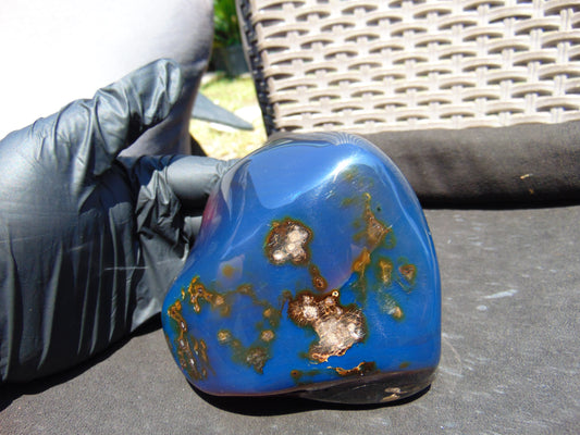 423 gram Full polished Indonesian Blue Amber for Healing ML65
