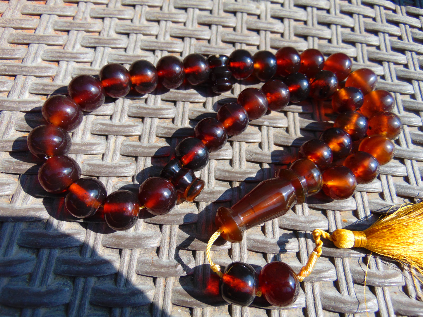 102 gr Big Tasbih Mesbah Rosary 33+2 Beads 18 mm Indonesian Cherry Red Amber for Healing Collection TB17i12