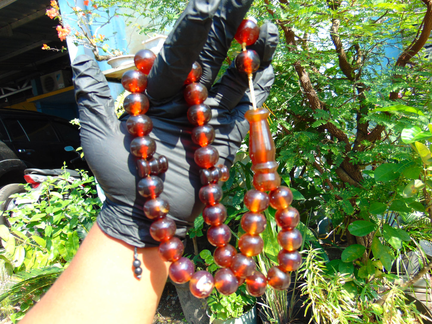 102 gr Big Tasbih Mesbah Rosary 33+2 Beads 18 mm Indonesian Cherry Red Amber for Healing Collection TB17i12