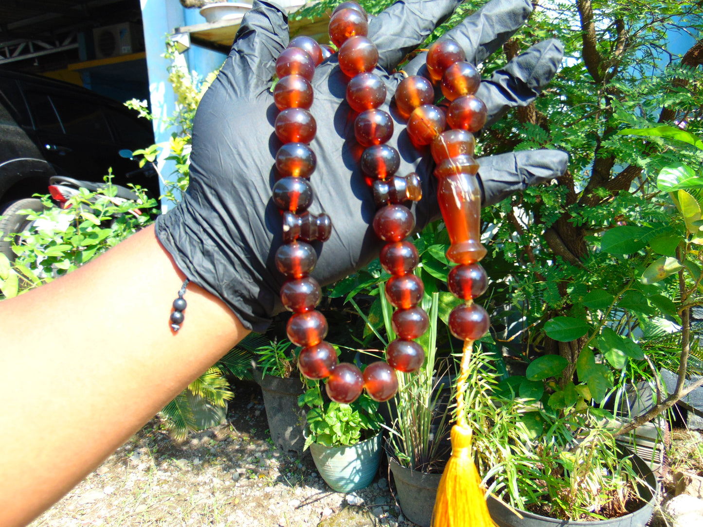 102 gr Big Tasbih Mesbah Rosary 33+2 Beads 18 mm Indonesian Cherry Red Amber for Healing Collection TB17i12