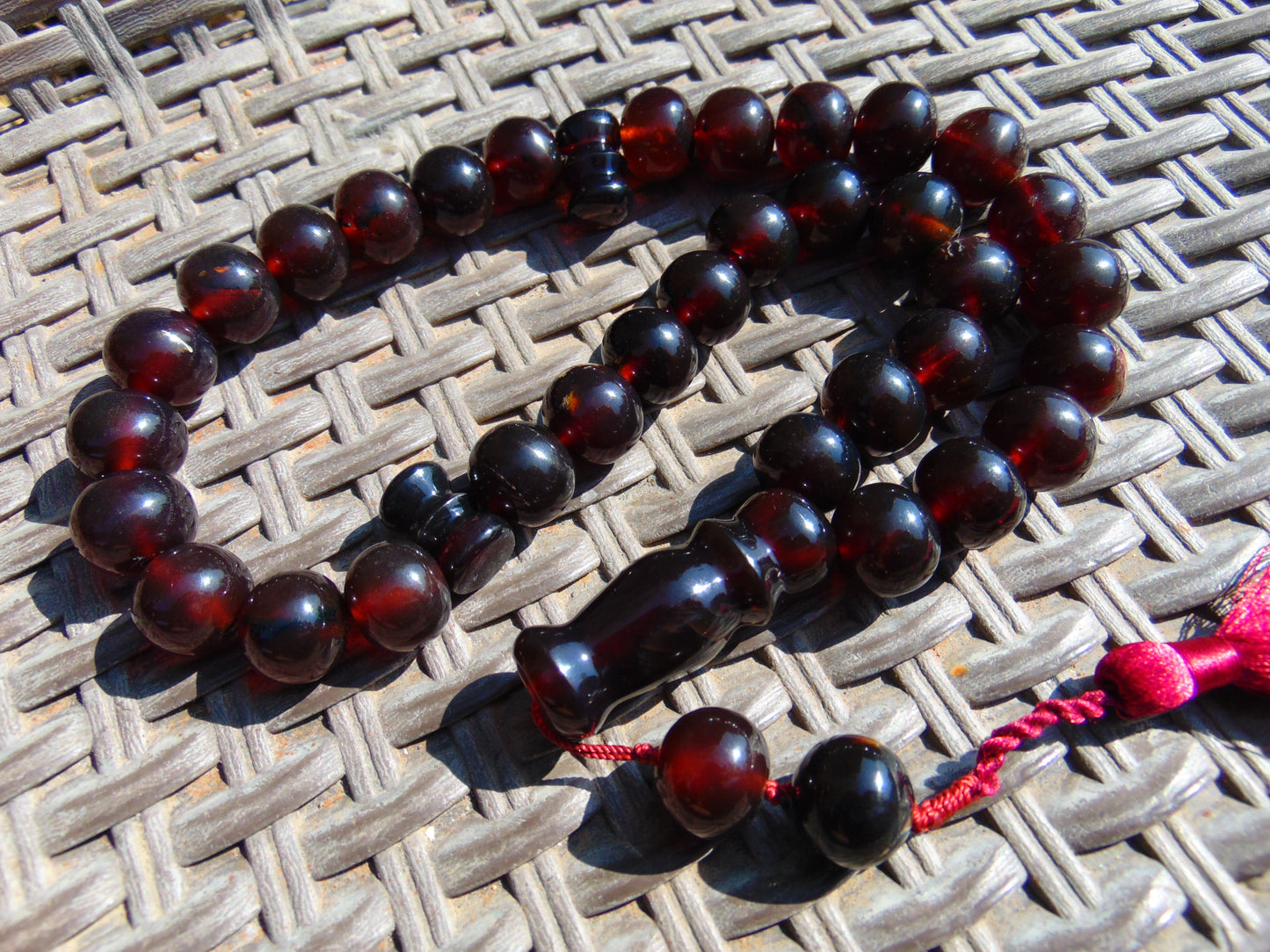102 gr Big Tasbih Mesbah Rosary 33+2 Beads 18 mm Indonesian Cherry Red Amber for Healing Collection TB17i15